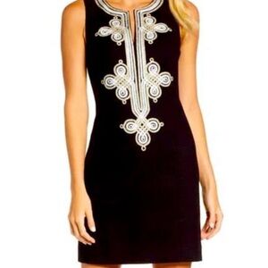 Mila shift dress Lilly Pulitzer sz 4 Black gold silver white detail
